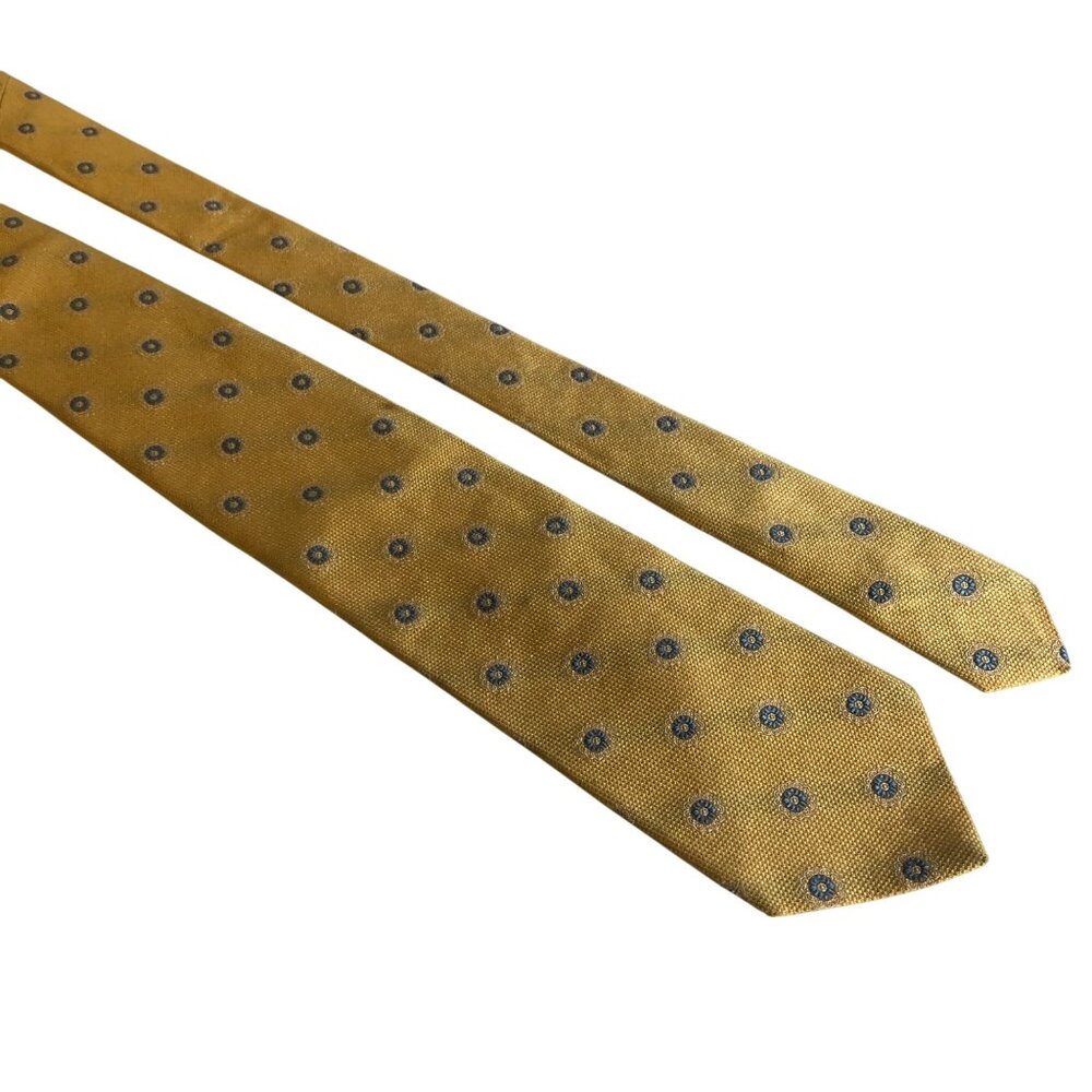 Brooks Brothers 346 Silk Tie Yellow Blue Floral Mens Necktie Office Formal Gift